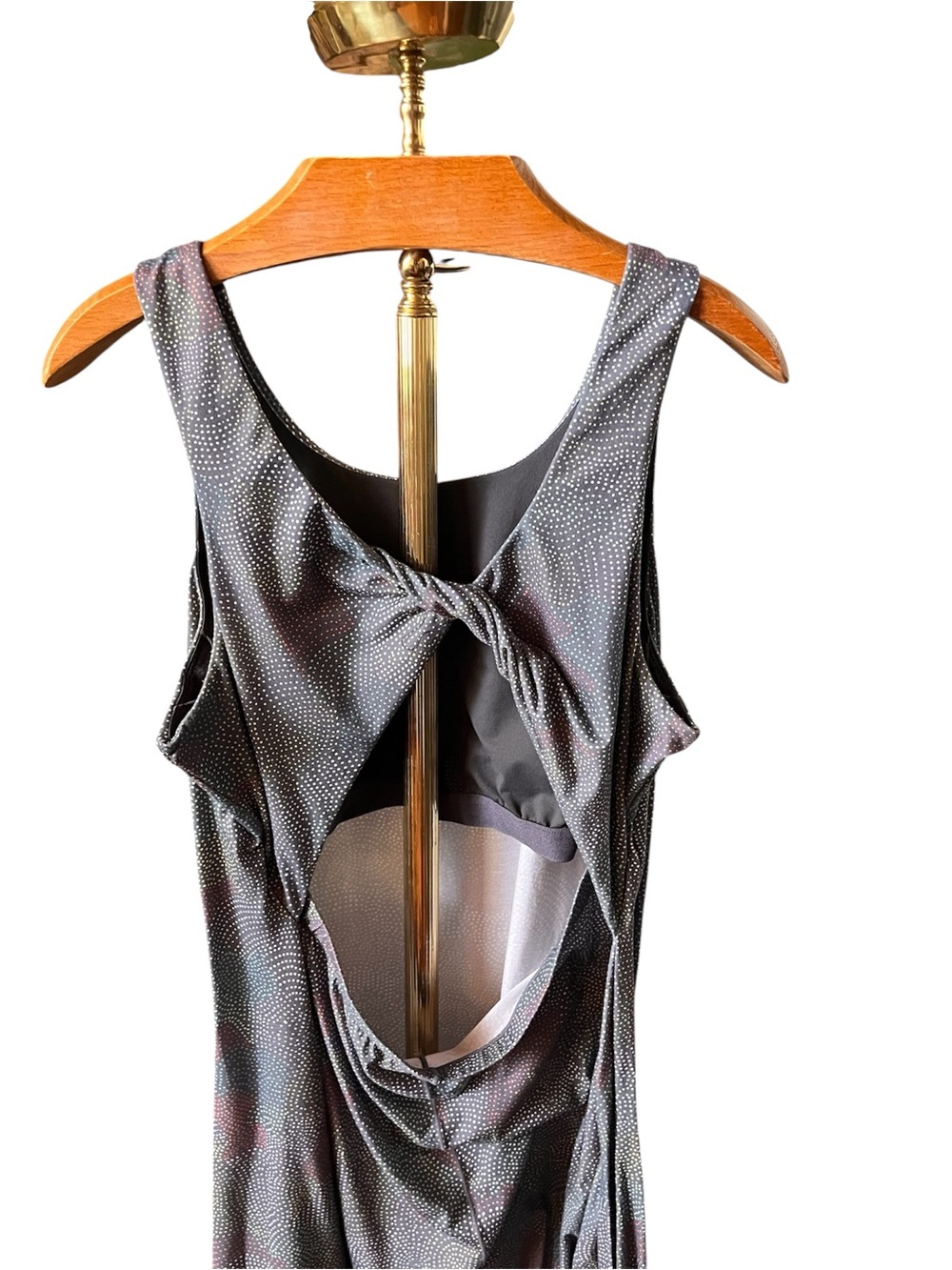 Prana Skypath Midi Dress in Grey and Mauve Dot Print 1X - Picture 5 of 11